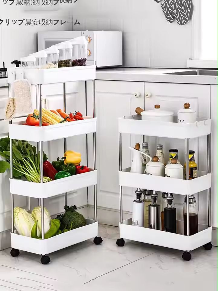 SlimSpace 34Tier Rolling Storage Cart Slim SlideOut Organizer Rack For Kitchen  Bathroom 3
