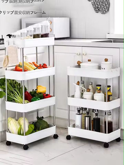 SlimSpace 34Tier Rolling Storage Cart Slim SlideOut Organizer Rack For Kitchen  Bathroom 3