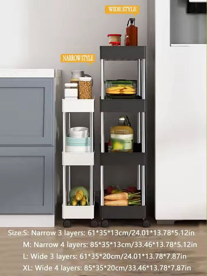 SlimSpace 34Tier Rolling Storage Cart Slim SlideOut Organizer Rack For Kitchen  Bathroom 4