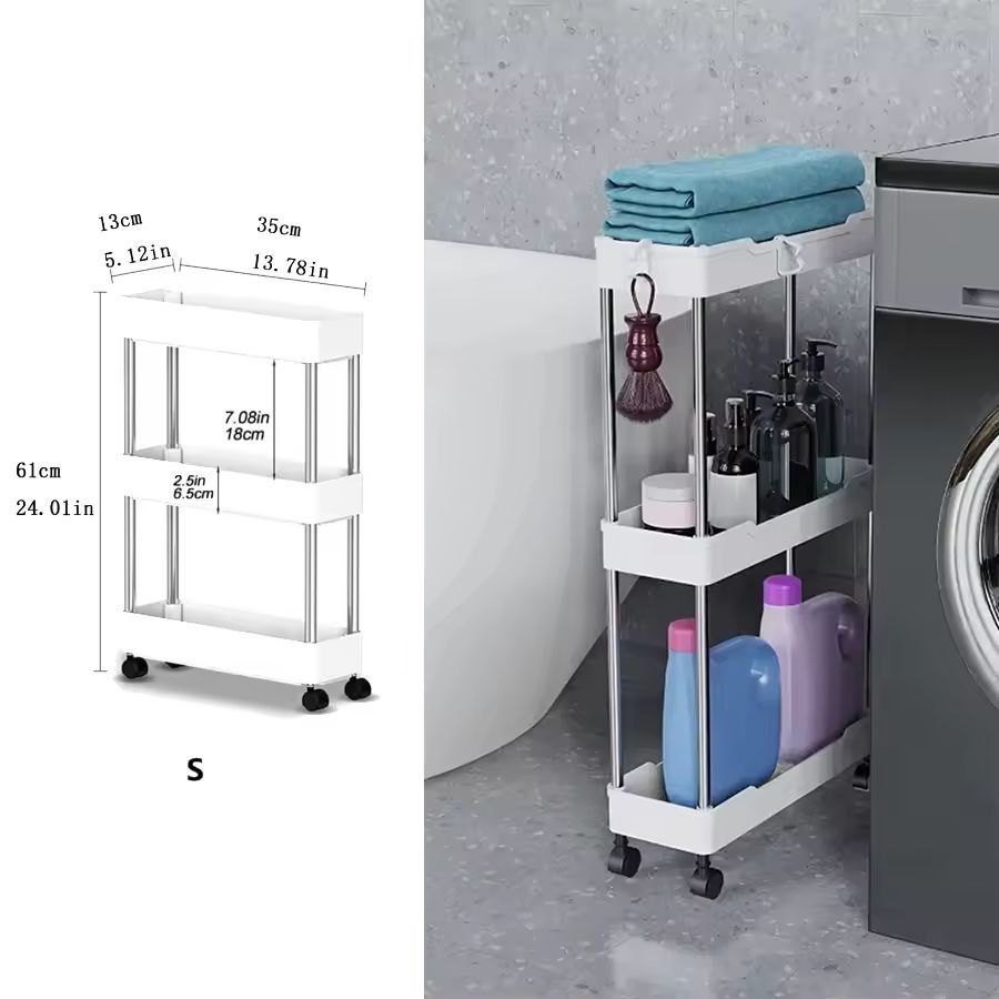 SlimSpace 34Tier Rolling Storage Cart Slim SlideOut Organizer Rack For Kitchen  Bathroom 6
