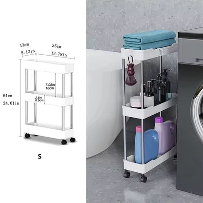 SlimSpace 34Tier Rolling Storage Cart Slim SlideOut Organizer Rack For Kitchen  Bathroom 6