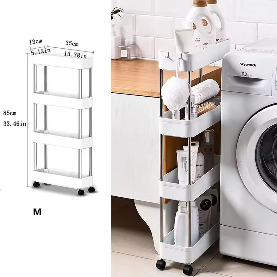 SlimSpace 34Tier Rolling Storage Cart Slim SlideOut Organizer Rack For Kitchen  Bathroom 7