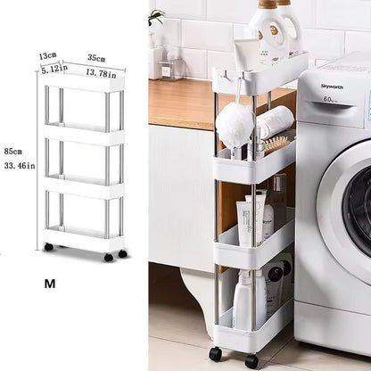 SlimSpace 34Tier Rolling Storage Cart Slim SlideOut Organizer Rack For Kitchen  Bathroom 7
