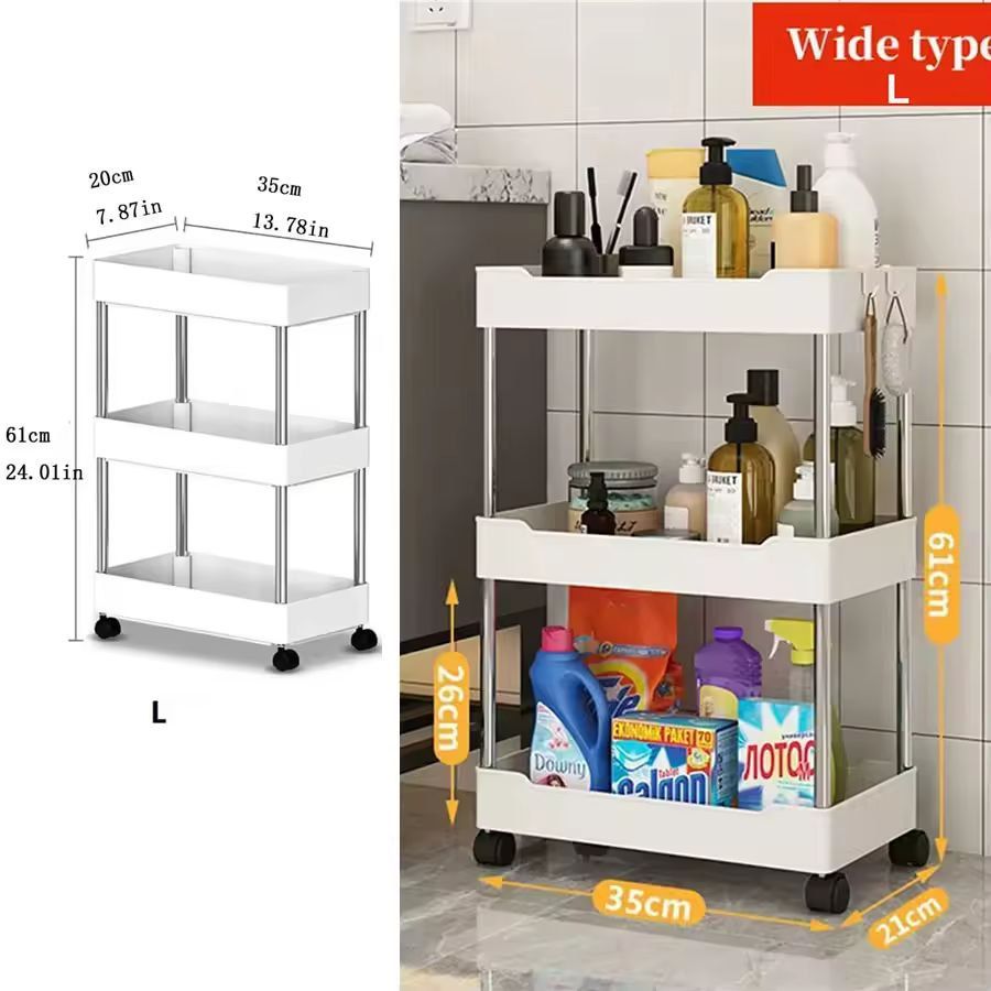 SlimSpace 34Tier Rolling Storage Cart Slim SlideOut Organizer Rack For Kitchen  Bathroom 8