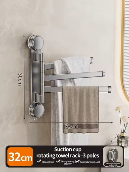 Suction Cup Rotating MultiBar Towel Rack NoDrill Folding Bathroom  Kitchen Organizer 7