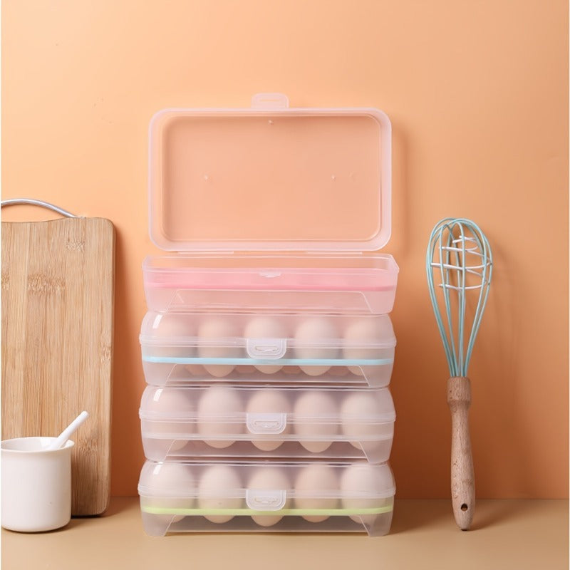 Large Capacity Egg Storage Container, Egg Fresh Storage Box for Fridge, Plastic Egg Holder for Refrigerator