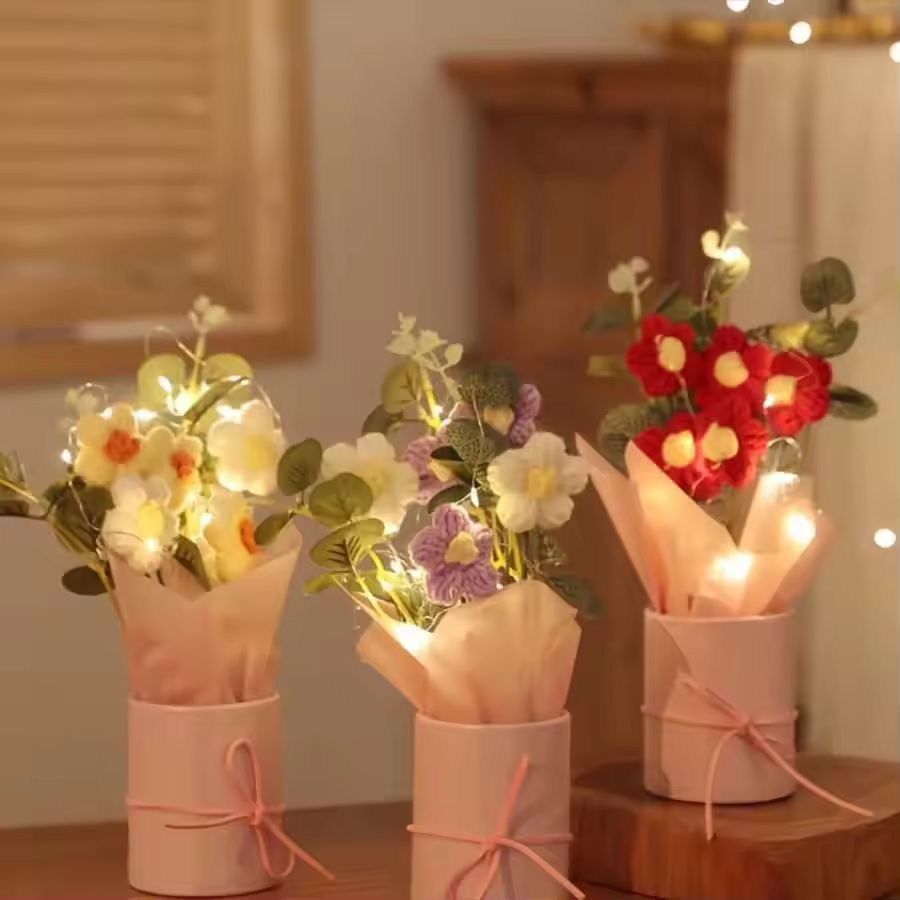 Handmade Crochet Flower Bouquet  Everlasting Artificial Yarn Flowers For Home Decor  Gifts 1