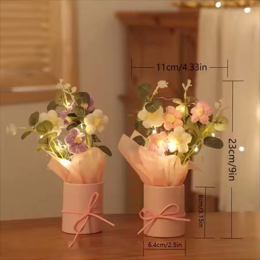 Handmade Crochet Flower Bouquet  Everlasting Artificial Yarn Flowers For Home Decor  Gifts 2
