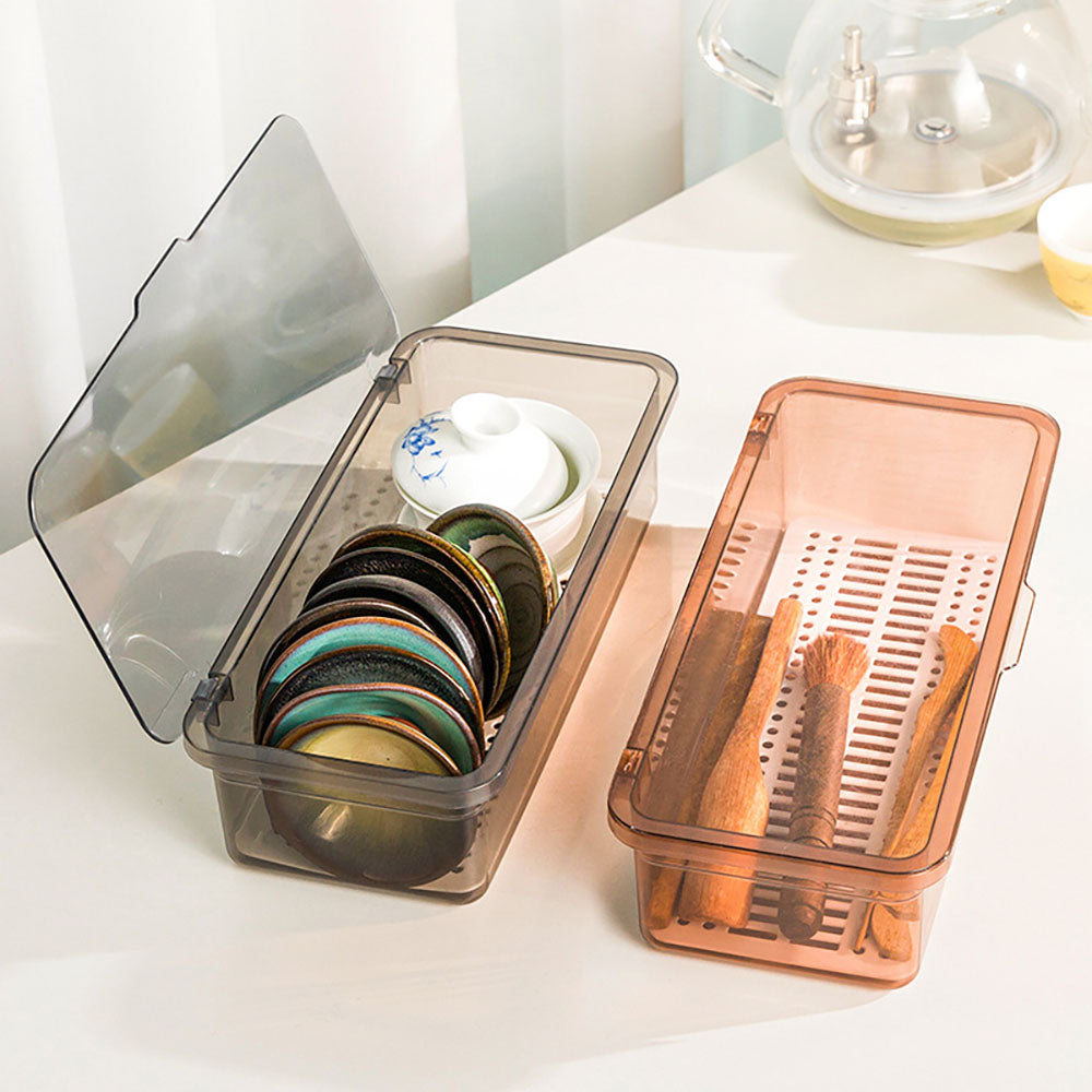 Tableware Storage Box, Drain Chopsticks Tube, Household Dustproof Spoon Holder with Lid