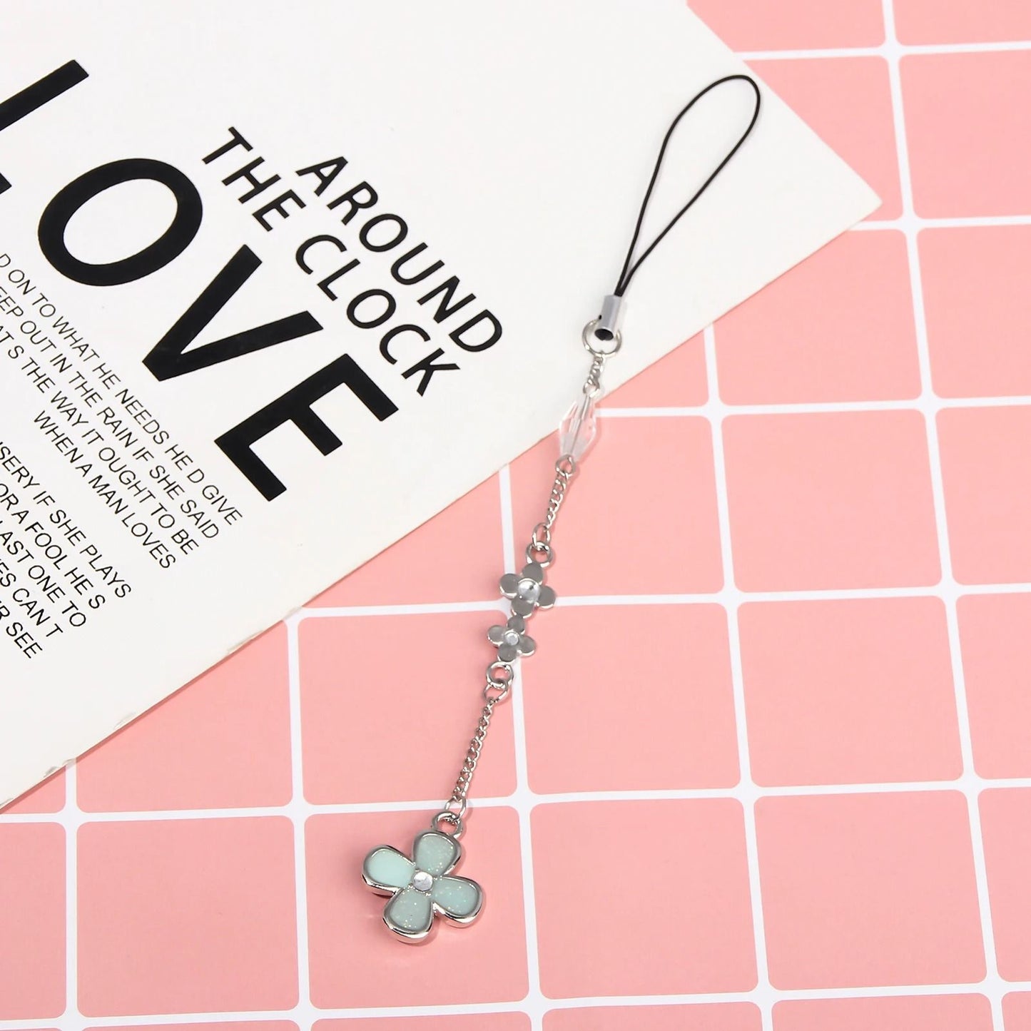 Flower Pendant Phone Charm With Chain Strap 4