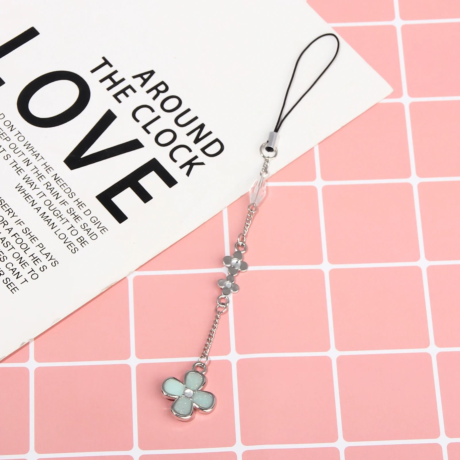 Flower Pendant Phone Charm With Chain Strap 4