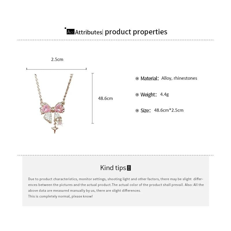 Sweet Pink Bow Pendant Necklace 4
