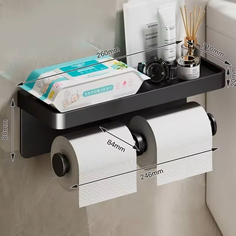 Stainless Alloy NoDrill WallMounted Toilet Paper  Tissue Holder Rack 2