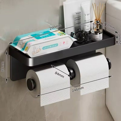 Stainless Alloy NoDrill WallMounted Toilet Paper  Tissue Holder Rack 2