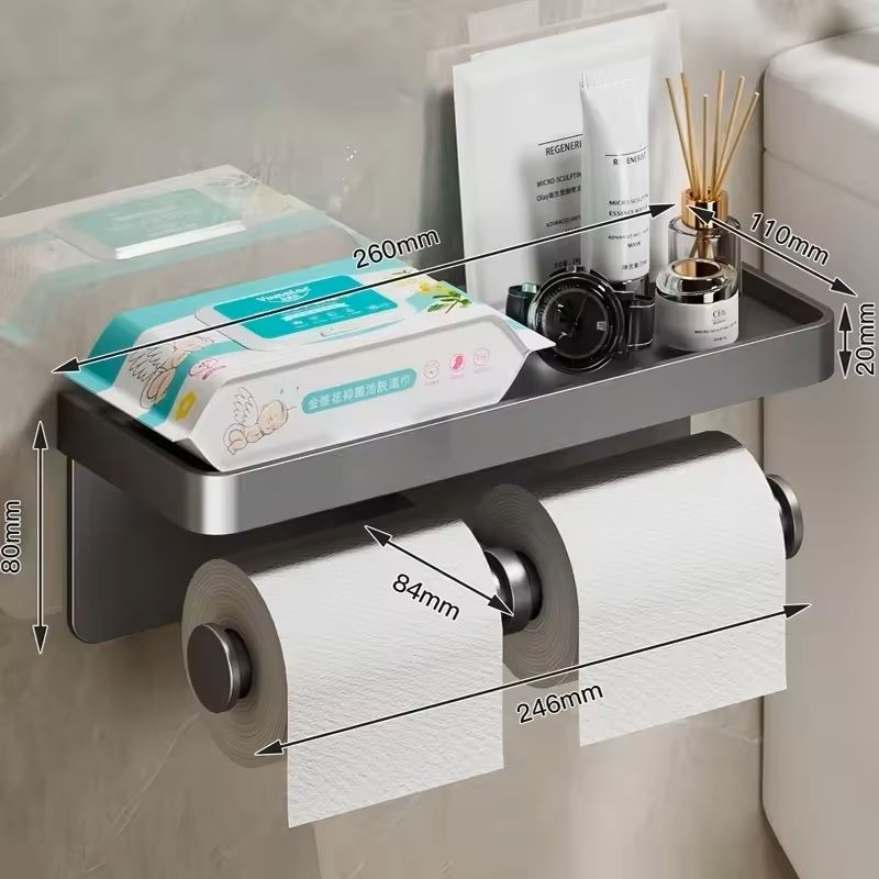 Stainless Alloy NoDrill WallMounted Toilet Paper  Tissue Holder Rack 7