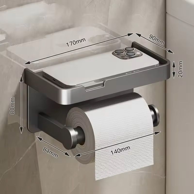 Stainless Alloy NoDrill WallMounted Toilet Paper  Tissue Holder Rack 11