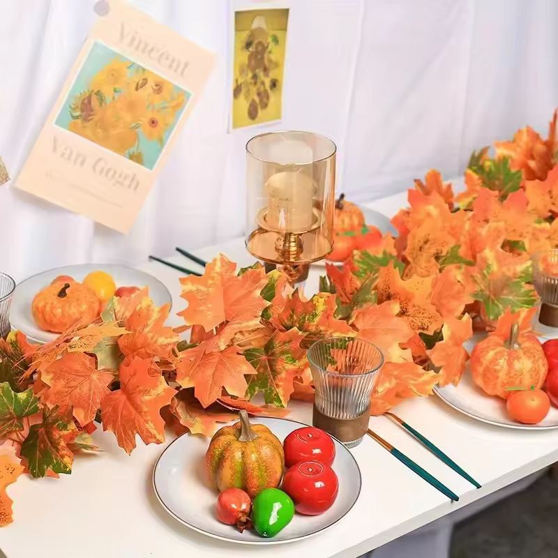 Rustic Autumn Maple Leaf Garland  Artificial Maple Vine For Home Wedding  Seasonal Decor 1