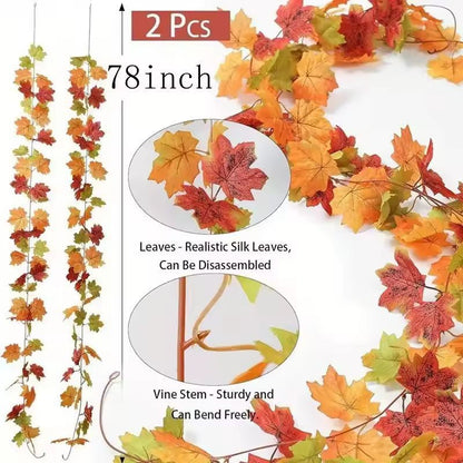Rustic Autumn Maple Leaf Garland  Artificial Maple Vine For Home Wedding  Seasonal Decor 4