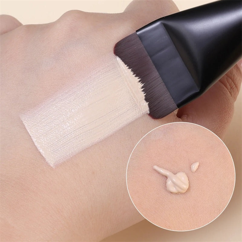 Ultra Thin Foundation Brush with Wooden Handle, Nylon Bristles for All Skin Types