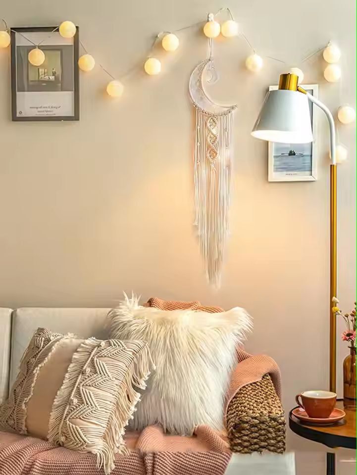 Boho Glow Dreamcatcher Wall Lamp  Woven Bohemian Wall Hanging 1