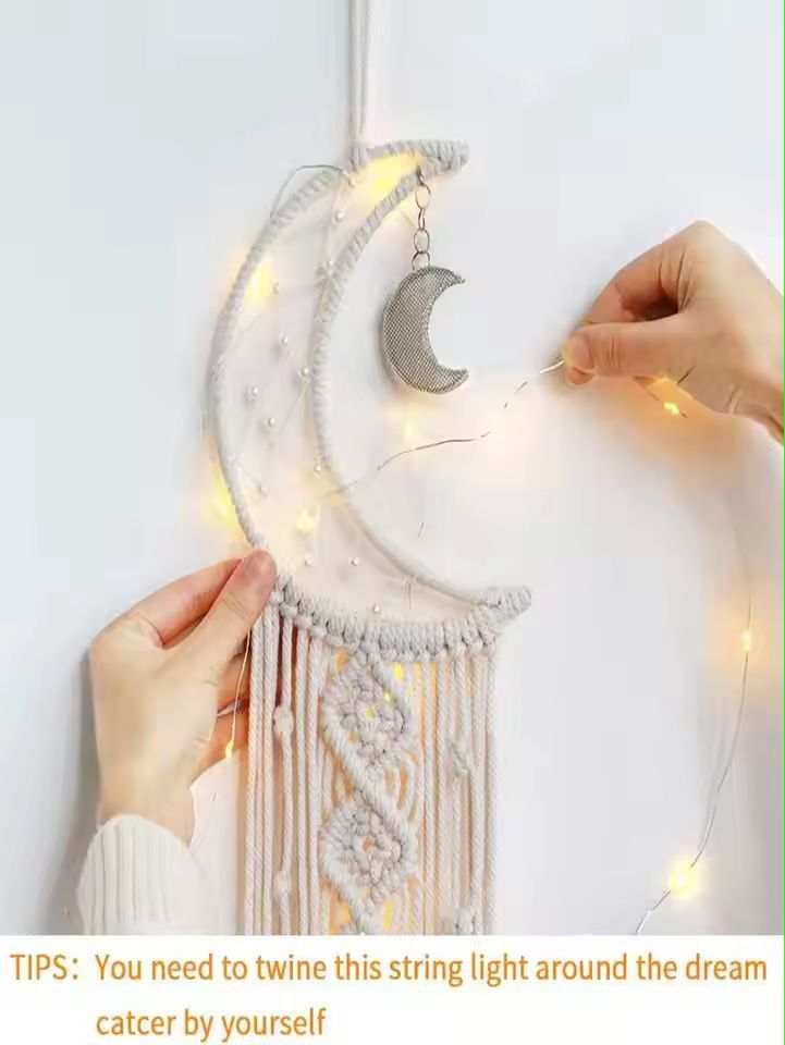 Boho Glow Dreamcatcher Wall Lamp  Woven Bohemian Wall Hanging 4