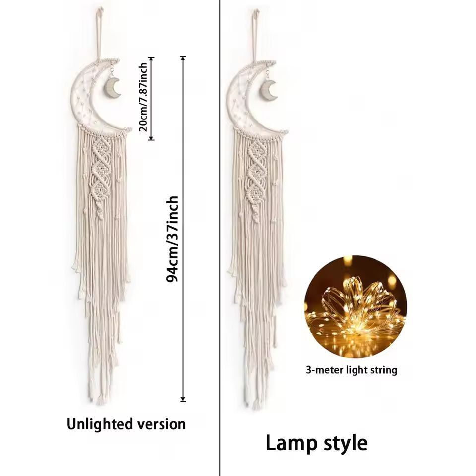 Boho Glow Dreamcatcher Wall Lamp  Woven Bohemian Wall Hanging 5
