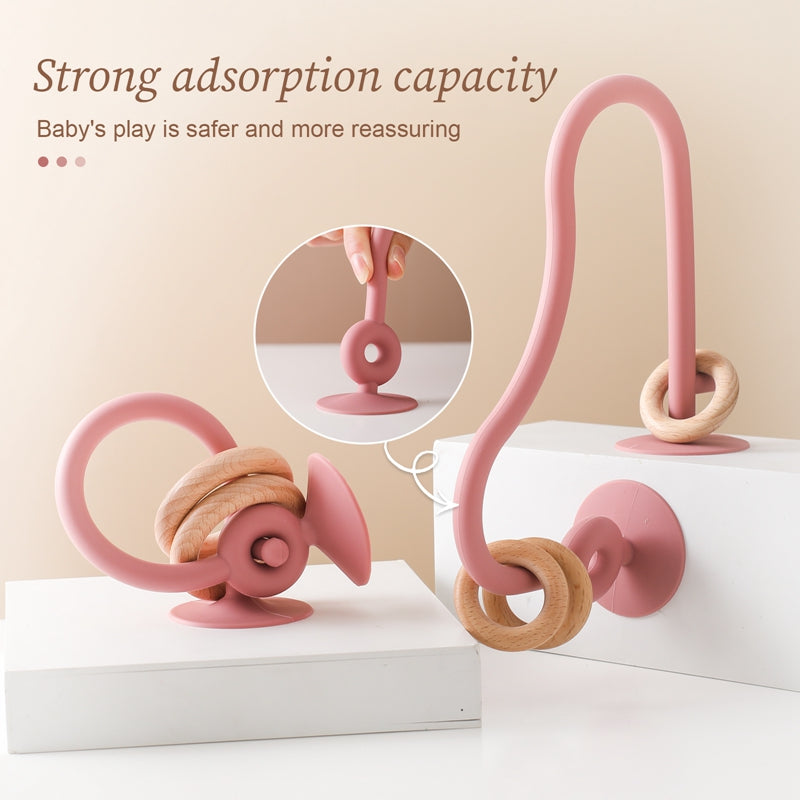 Montessori Toy Silicone Educational Toys Teething Track Maze Wooden Roller Coaster Bead Baby Accessory