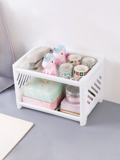 Double/Triple Layered Desktop Storage Shelves for Office Stationery, Cosmetics, and Miscellaneous Items