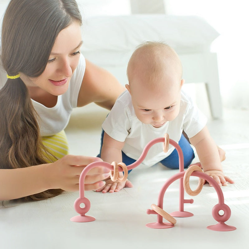 Montessori Toy Silicone Educational Toys Teething Track Maze Wooden Roller Coaster Bead Baby Accessory
