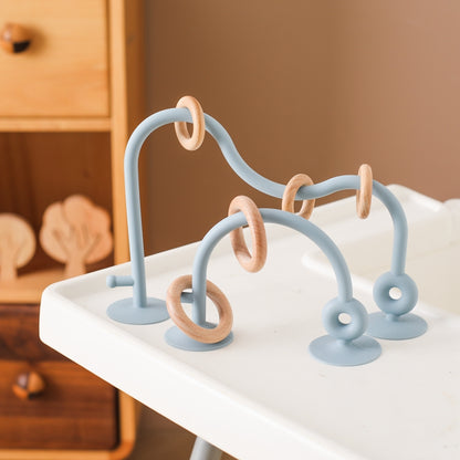 Montessori Toy Silicone Educational Toys Teething Track Maze Wooden Roller Coaster Bead Baby Accessory