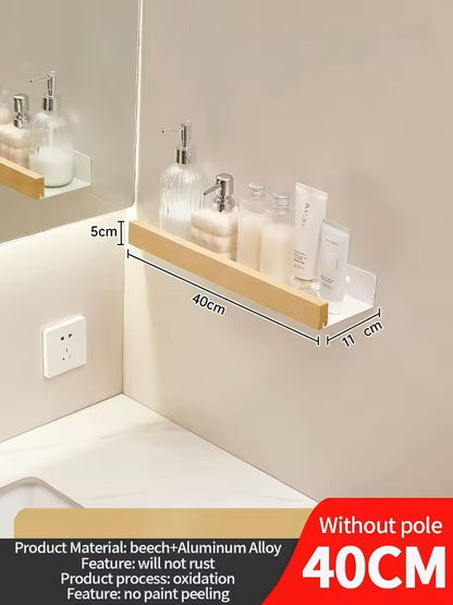 Wooden WallMounted Bathroom  Living Room Shelf SpaceSaving Wall Storage Rack 4