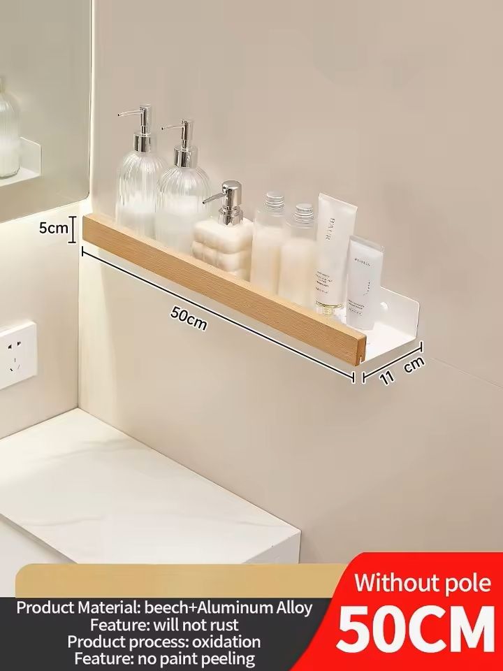 Wooden WallMounted Bathroom  Living Room Shelf SpaceSaving Wall Storage Rack 5