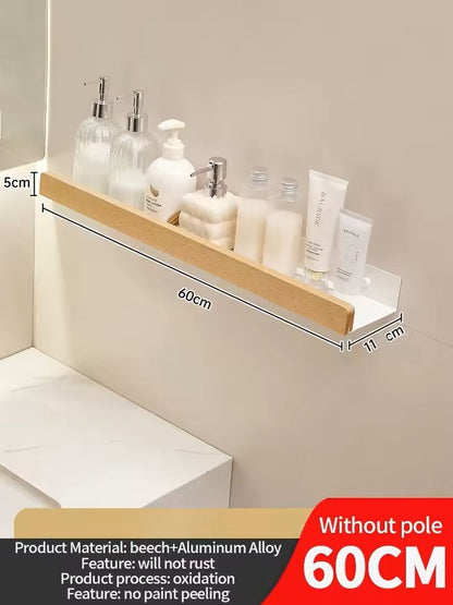 Wooden WallMounted Bathroom  Living Room Shelf SpaceSaving Wall Storage Rack 7