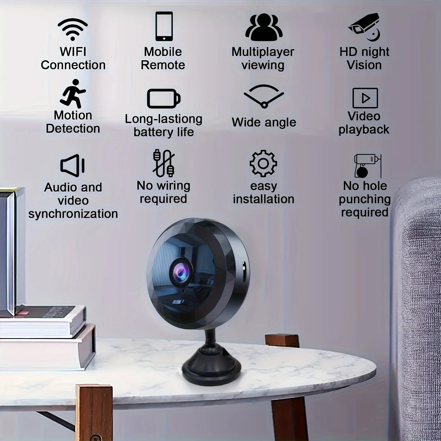Motion Detection Wireless Mini WiFi Camera With Night Vision Easy To Mount Rechargeable Battery  Ap