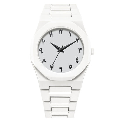 Simple Black Quartz Watch For Men New Fashionable Casual Arabic Digital Watch With Drip Oil Strap 3