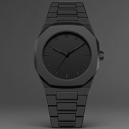Simple Black Quartz Watch For Men New Fashionable Casual Arabic Digital Watch With Drip Oil Strap 4