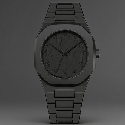 Simple Black Quartz Watch For Men New Fashionable Casual Arabic Digital Watch With Drip Oil Strap 5