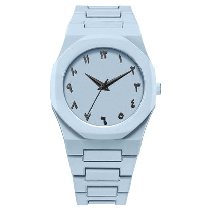 Simple Black Quartz Watch For Men New Fashionable Casual Arabic Digital Watch With Drip Oil Strap 6