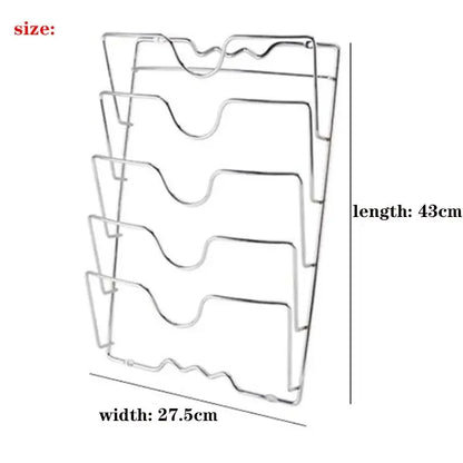 Multi Functional Wall Mounted Pot Lid Rack, Five Layers for Kitchen Organization