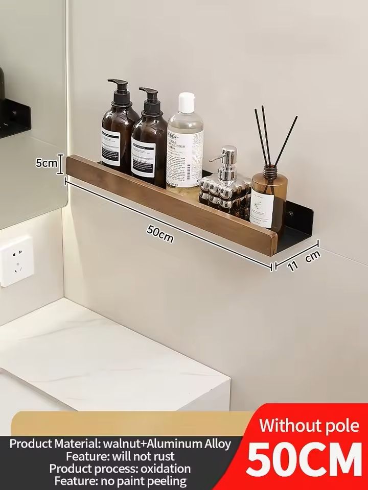 Wooden WallMounted Bathroom  Living Room Shelf SpaceSaving Wall Storage Rack 14