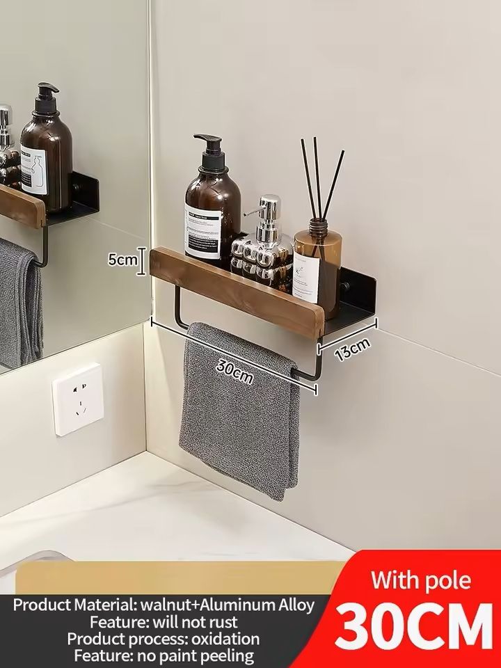 Wooden Wall-Mounted Bathroom & Living Room Shelf Space-Saving Wall Storage Rack