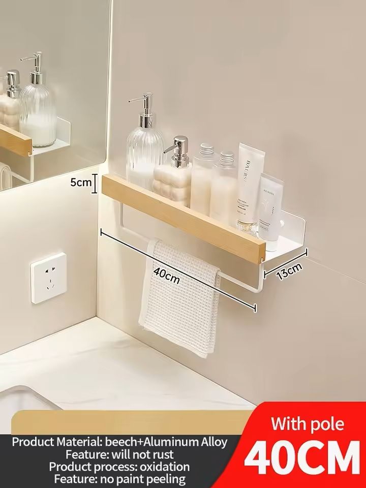 Wooden WallMounted Bathroom  Living Room Shelf SpaceSaving Wall Storage Rack 27