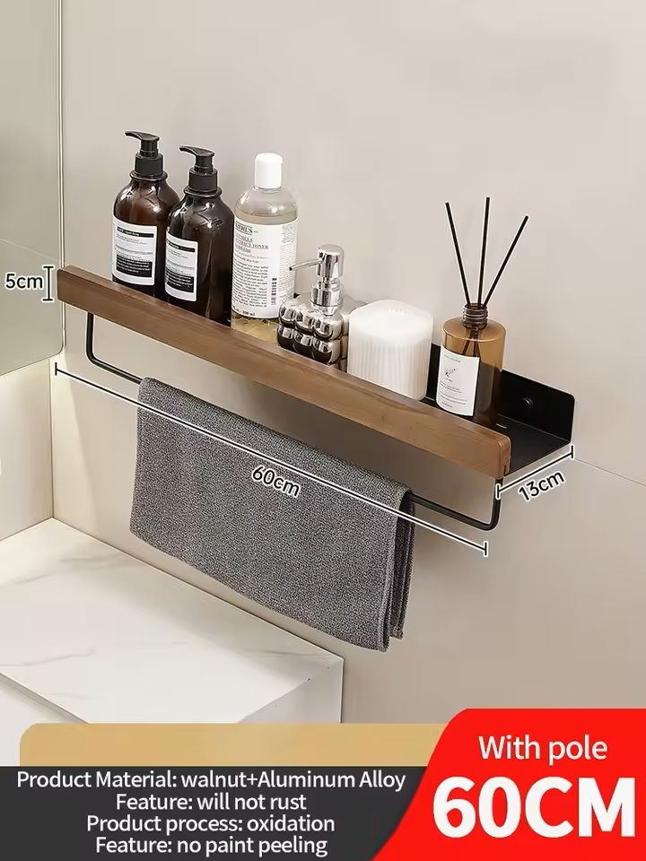 Wooden WallMounted Bathroom  Living Room Shelf SpaceSaving Wall Storage Rack 17