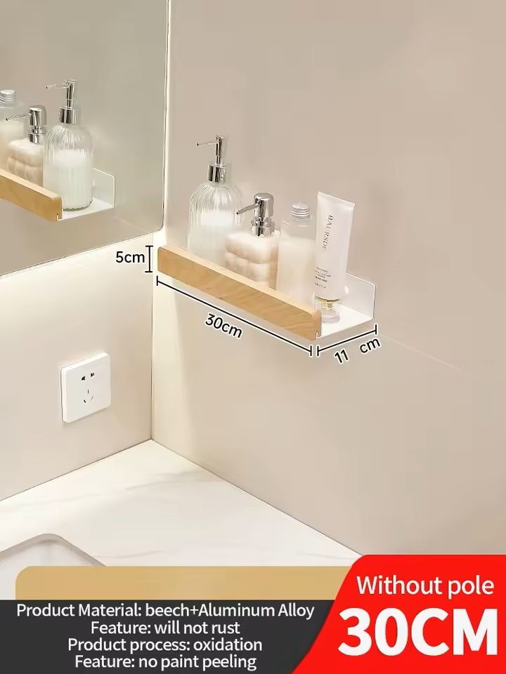 Wooden WallMounted Bathroom  Living Room Shelf SpaceSaving Wall Storage Rack 18