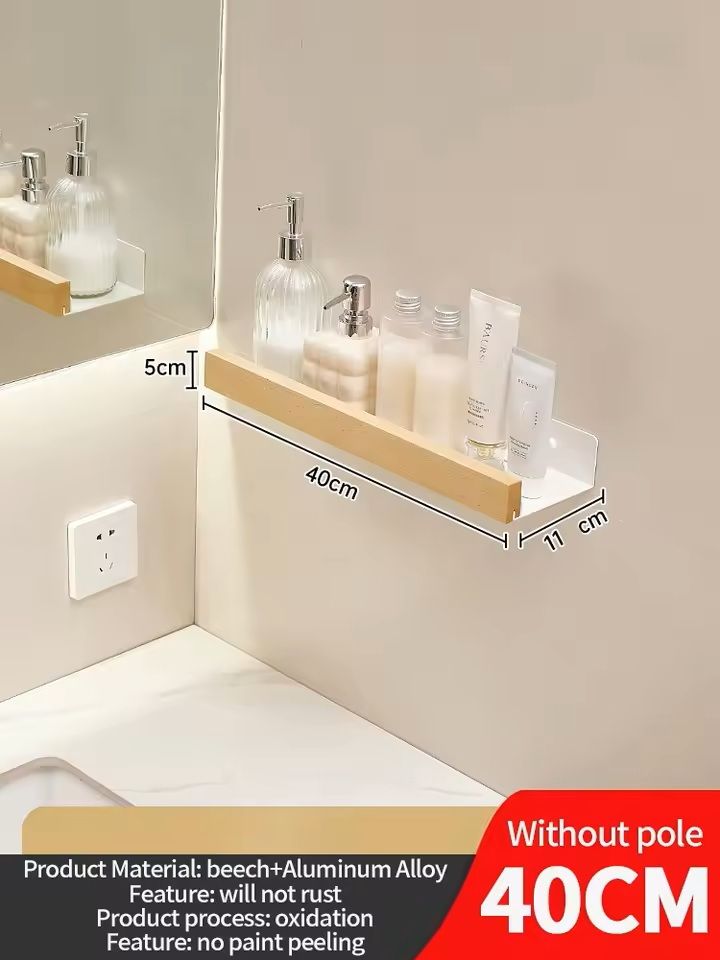 Wooden WallMounted Bathroom  Living Room Shelf SpaceSaving Wall Storage Rack 19