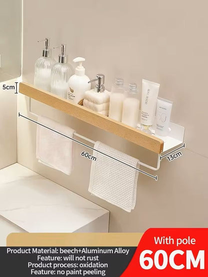 Wooden WallMounted Bathroom  Living Room Shelf SpaceSaving Wall Storage Rack 21