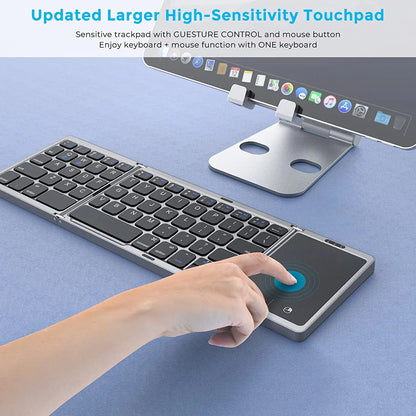 Foldable Folding Bluetooth Keyboard With Touchpad For Windows And Android Rechargeable Dual Bluetoo 2