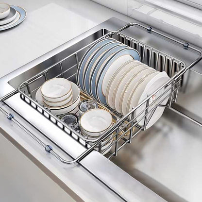 Stainless Steel Telescopic Sink Drain Rack NonSlip Dish Drying Kitchen Organizer For Household Use 4