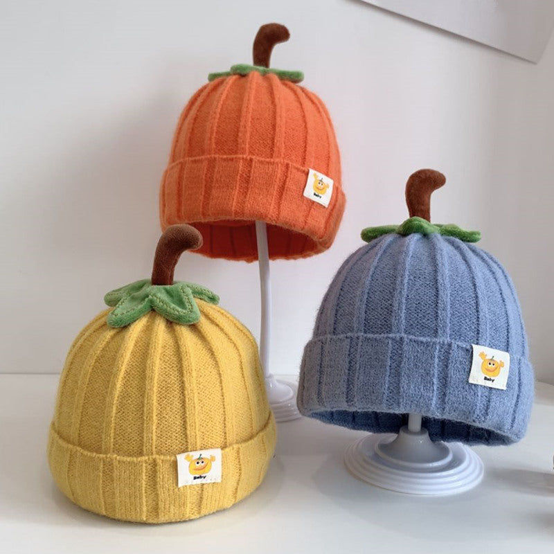 Warm Winter Baby Knitted Hat Thick Woolen Pumpkin Toddler Beanie 636 Months Crochet Bonnet For Boys 2