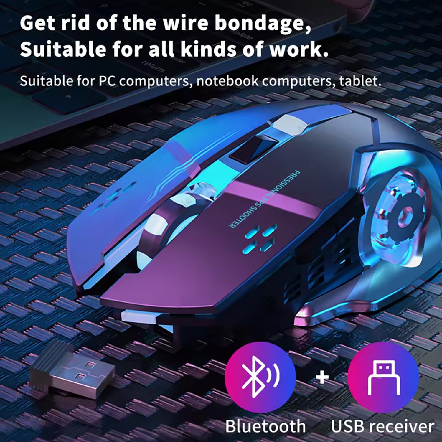 Wireless Gaming Mouse With Rechargeable Battery Silent Bluetooth Backlight PC Gamer Mouse USB Mecha 3
